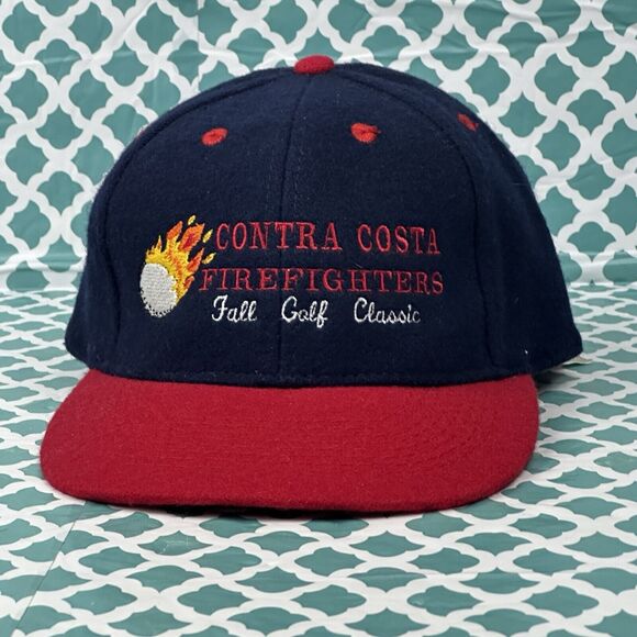 Vintage‎ Otto Cap Adjustable Strap Wool Contra Costa Firefighter Golf Baseball - Picture 2 of 10